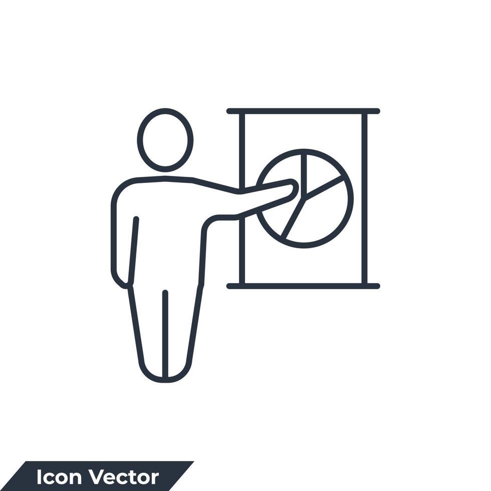 presentatie pictogram logo vectorillustratie. trainingssymboolsjabloon voor grafische en webdesigncollectie vector