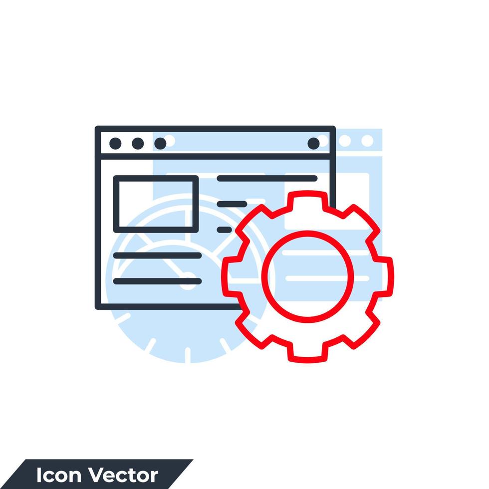 web ontwikkeling pictogram logo vectorillustratie. weboptimalisatie symboolsjabloon voor grafische en webdesigncollectie vector