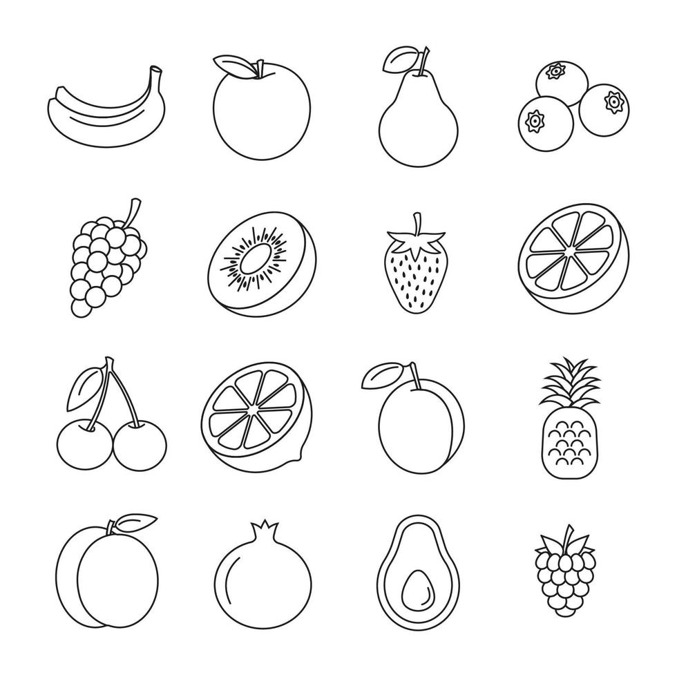 vector set lijn icoon van fruit
