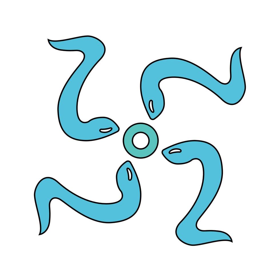illustratie van een slang die een cirkel vormt op een witte achtergrond vector