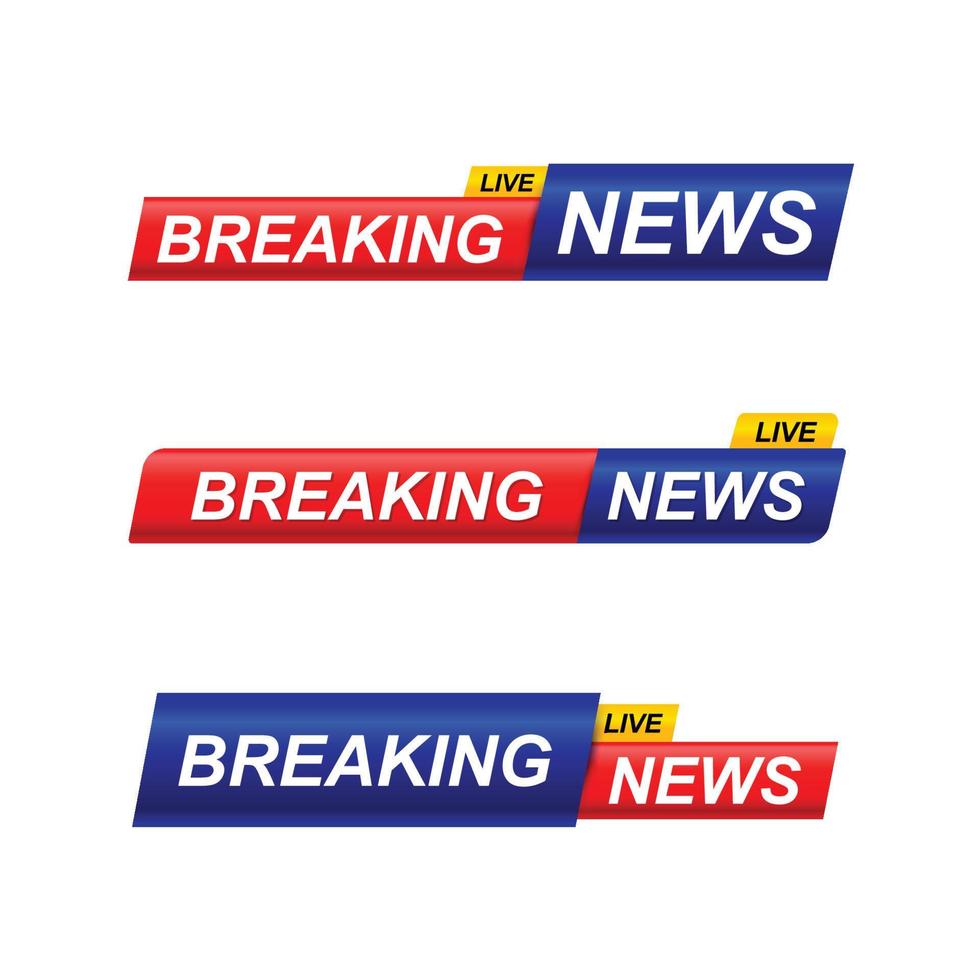 breaking news template set, verzameling van nieuws tv-programmatitel op witte achtergrond. breaking news tekst op een tag en badge. elegante en moderne stijl, vectorillustratie eps10. vector