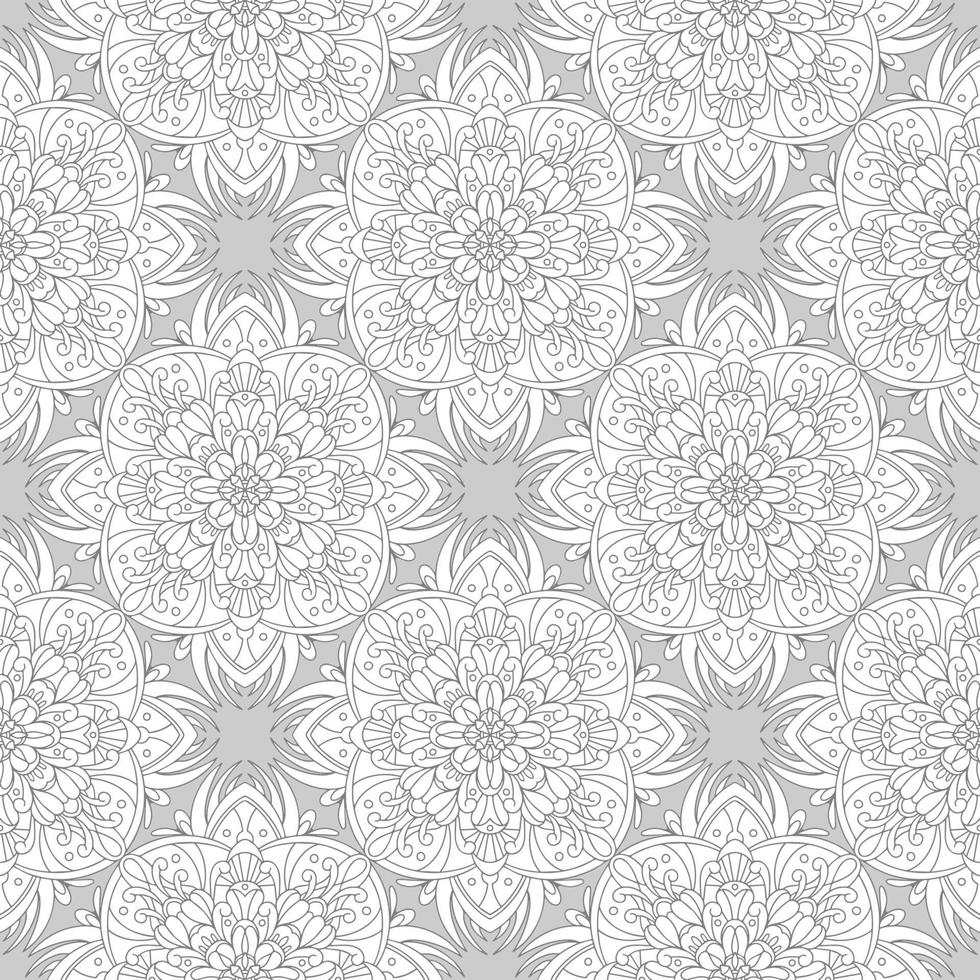 vector naadloze patroon met mandala sieraad. etnische folk sieraad. vintage zwart-wit damast ornament. vector decoratieve achtergrond. geweldig voor elk ontwerp.