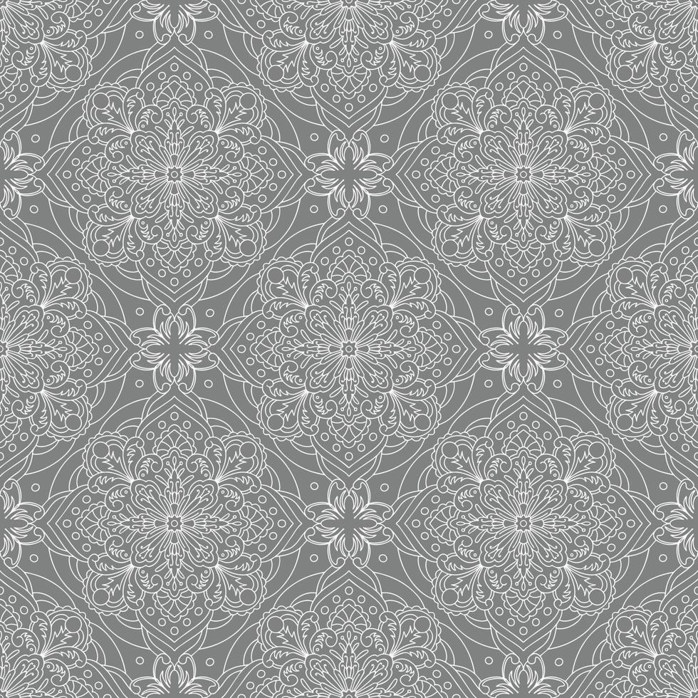 vector naadloze patroon met mandala sieraad. etnische folk sieraad. vintage zwart-wit damast ornament. vector decoratieve achtergrond. geweldig voor elk ontwerp.