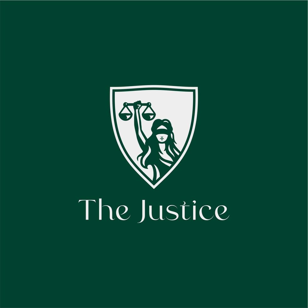 Vrouwe Justitia met schaallogo exclusieve ontwerpinspiratie vector