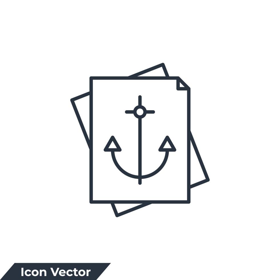 anker tekst pictogram logo vectorillustratie. anker met documentsymboolsjabloon voor grafische en webdesigncollectie vector