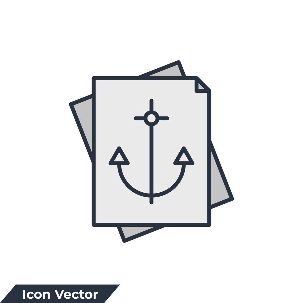 anker tekst pictogram logo vectorillustratie. anker met documentsymboolsjabloon voor grafische en webdesigncollectie vector