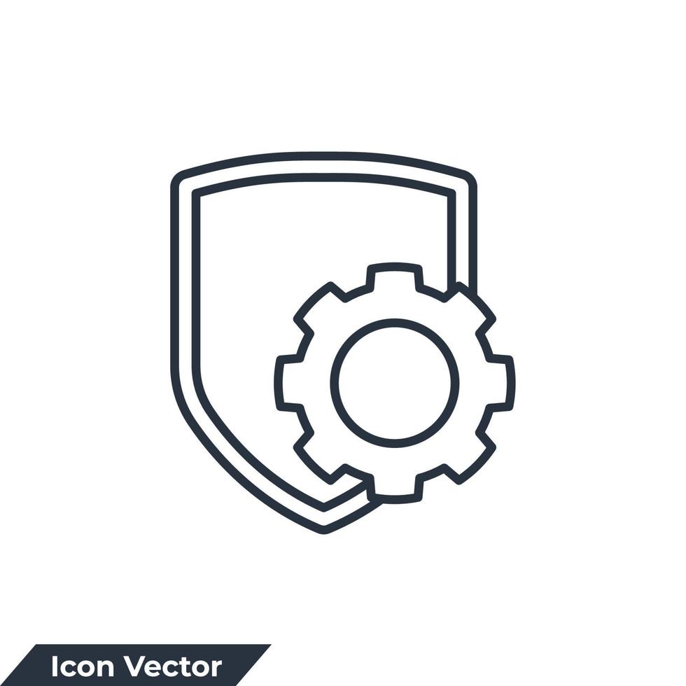 versnelling en schild pictogram logo vectorillustratie. beheerbeveiligingssymboolsjabloon voor grafische en webdesigncollectie vector