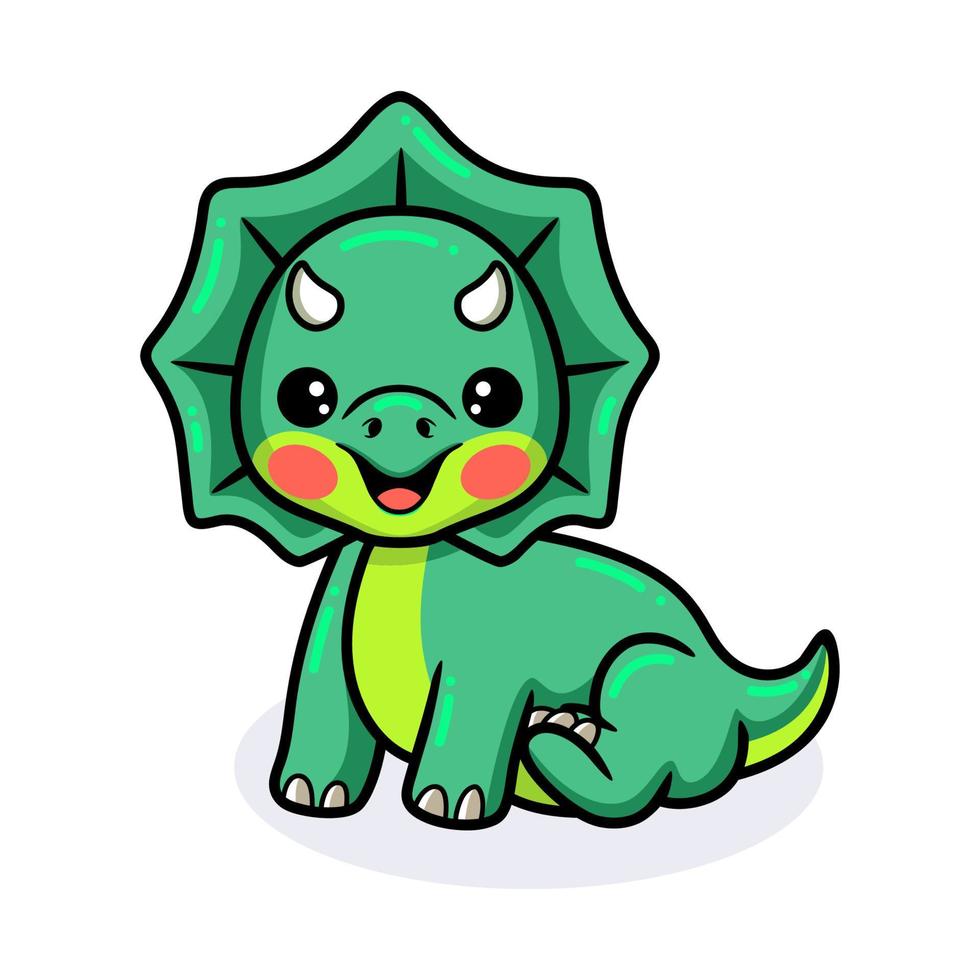 schattige kleine triceratops dinosaurus cartoon zitten vector