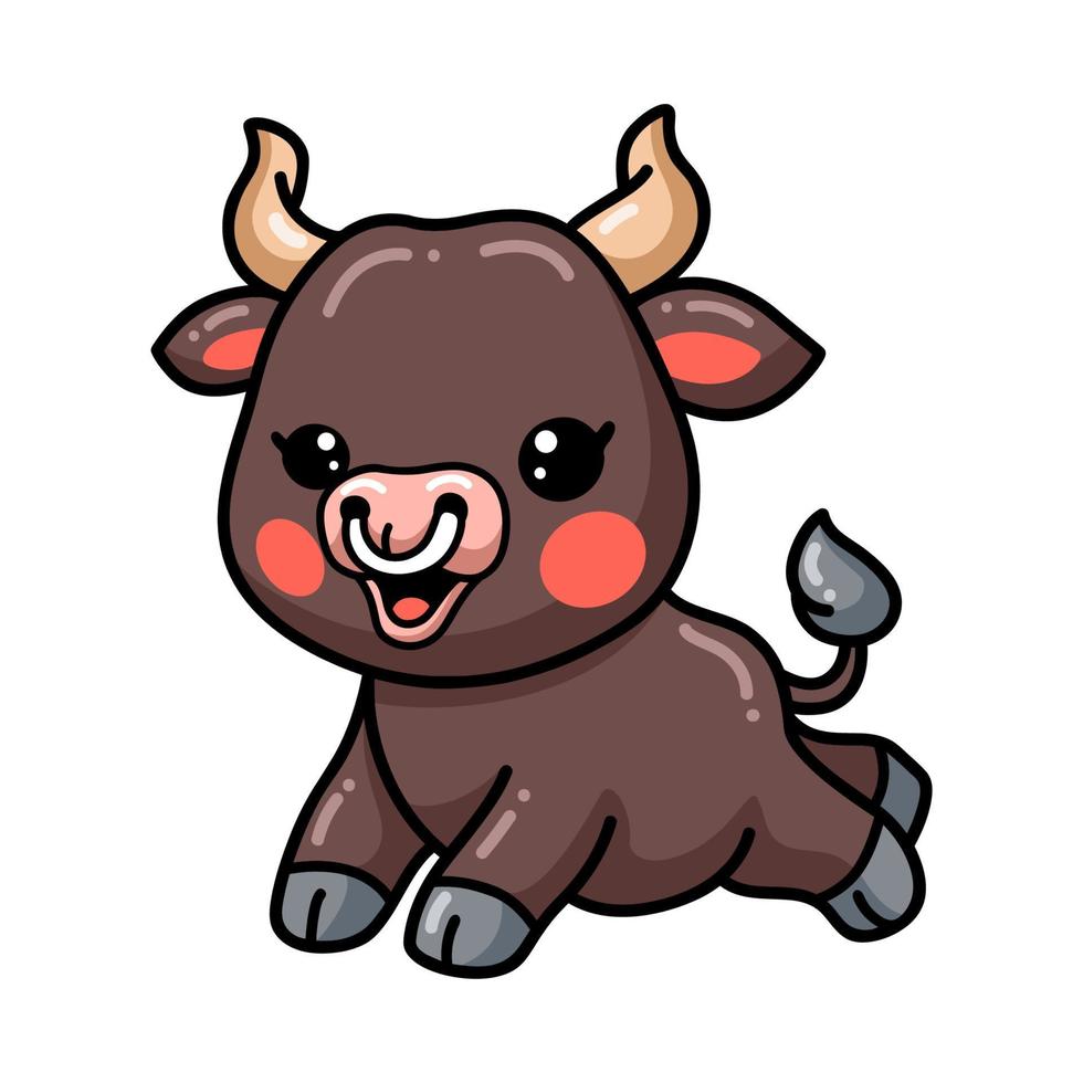 schattige baby stier cartoon rennen vector