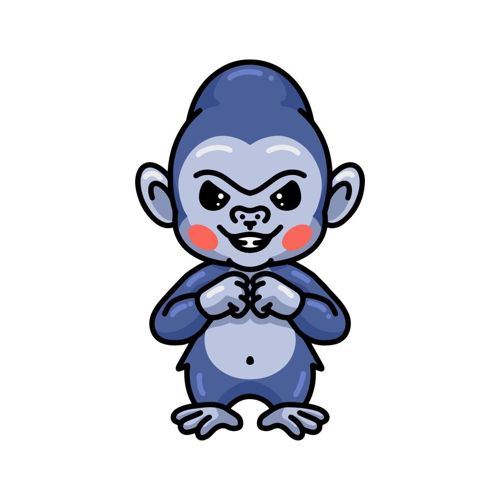 schattige boze babygorilla-cartoon vector