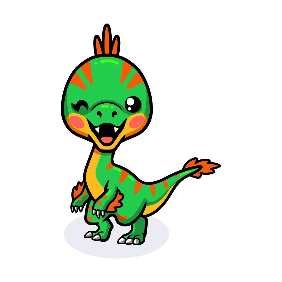 schattige kleine oviraptor dinosaurus cartoon vector