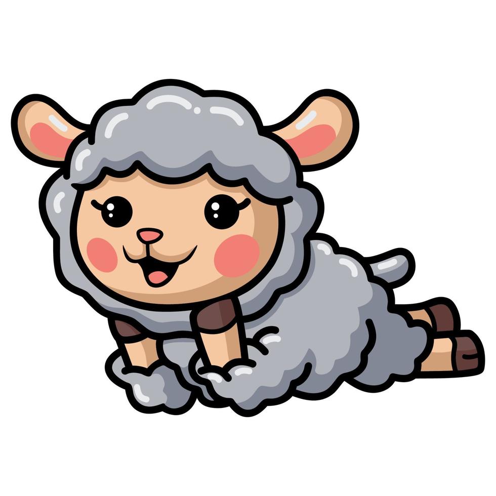 schattige baby schapen cartoon liggend vector