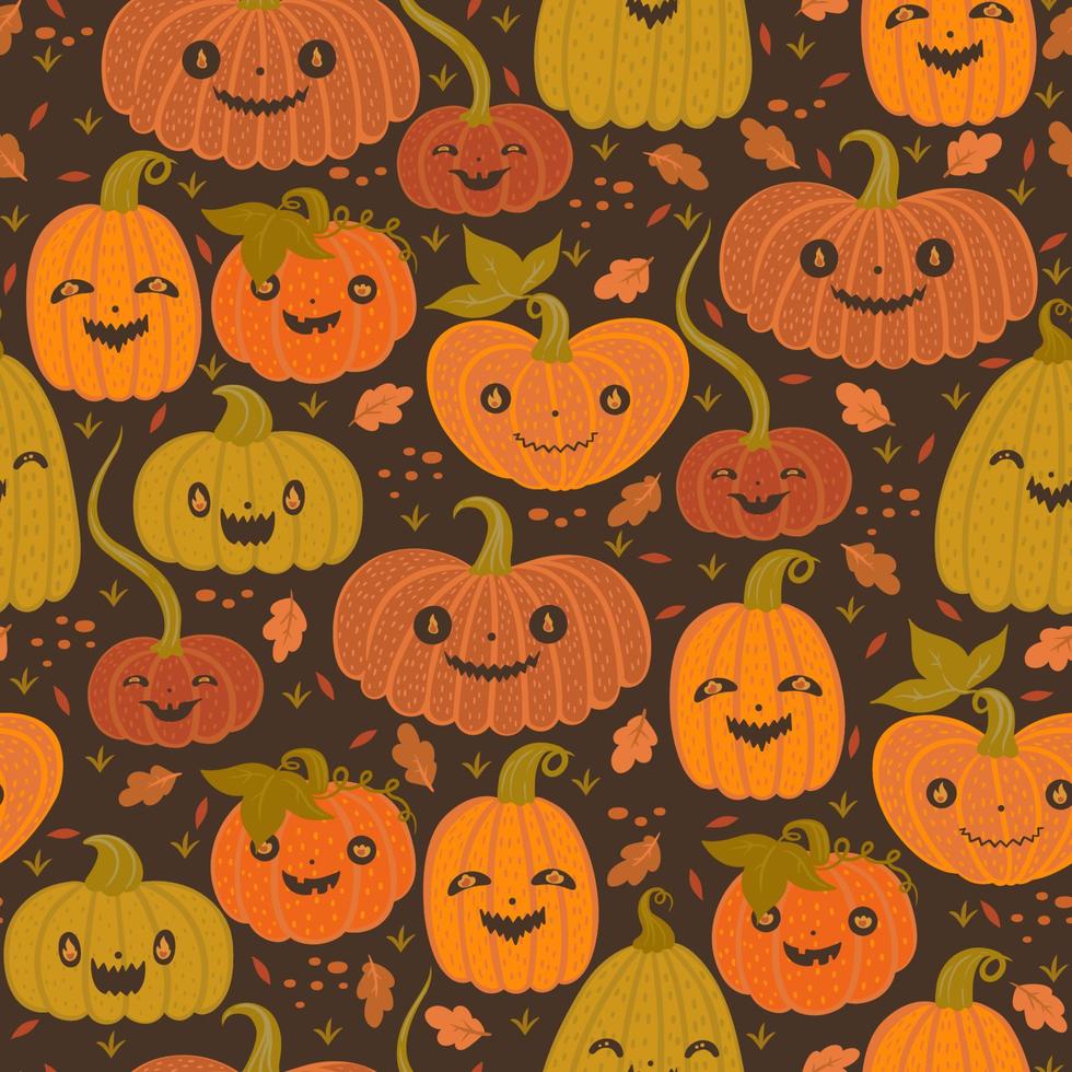 naadloze patroon met herfst halloween pompoenen.vector graphics. vector