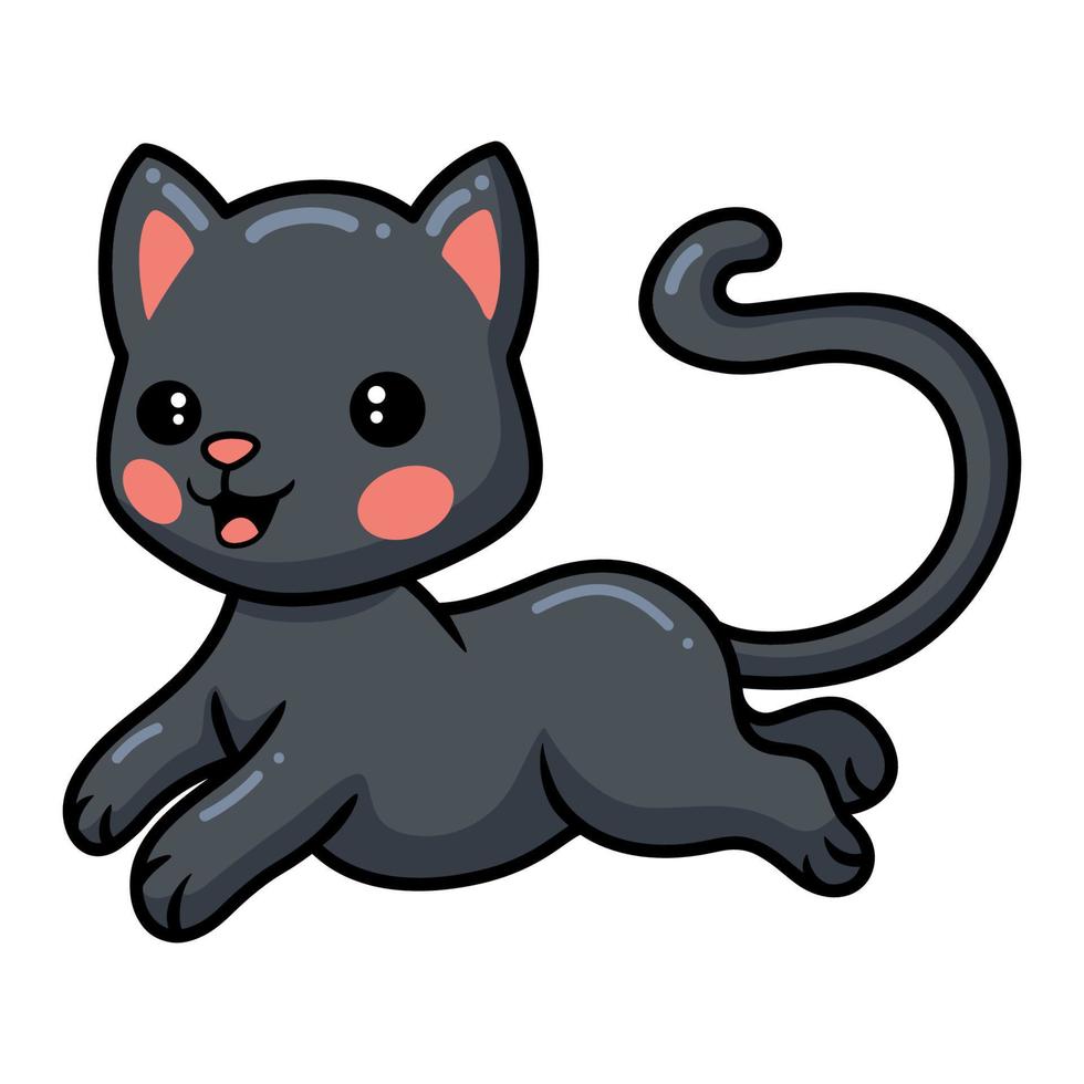 schattige zwarte kleine kat cartoon springen vector