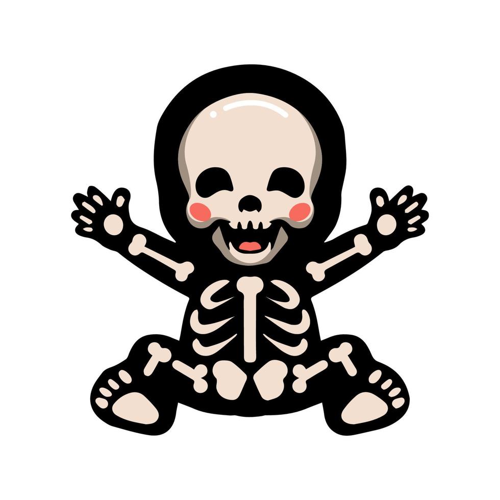 schattig halloween skelet cartoon zitten vector