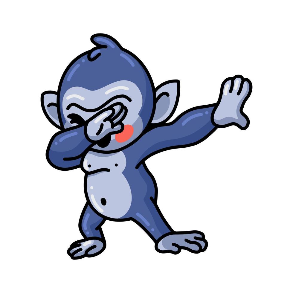 schattige baby gorilla cartoon dabbing vector