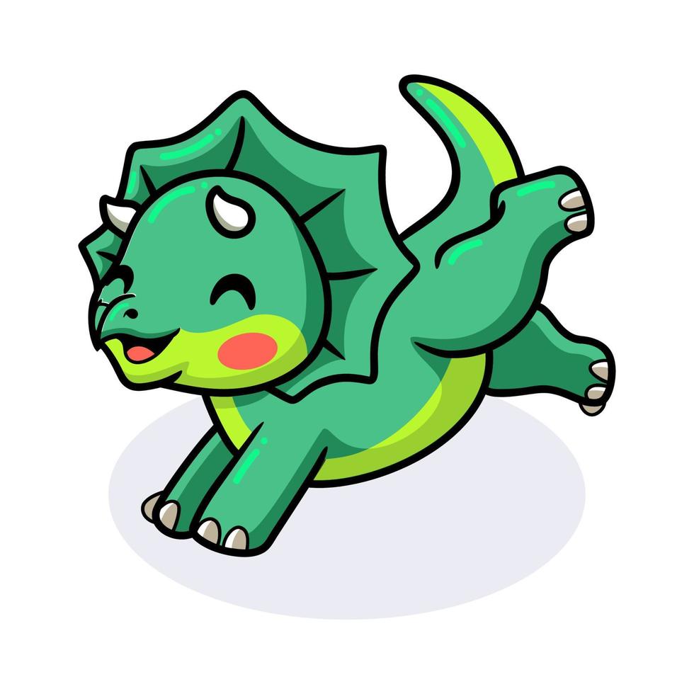 schattige kleine triceratops dinosaurus cartoon rennen vector