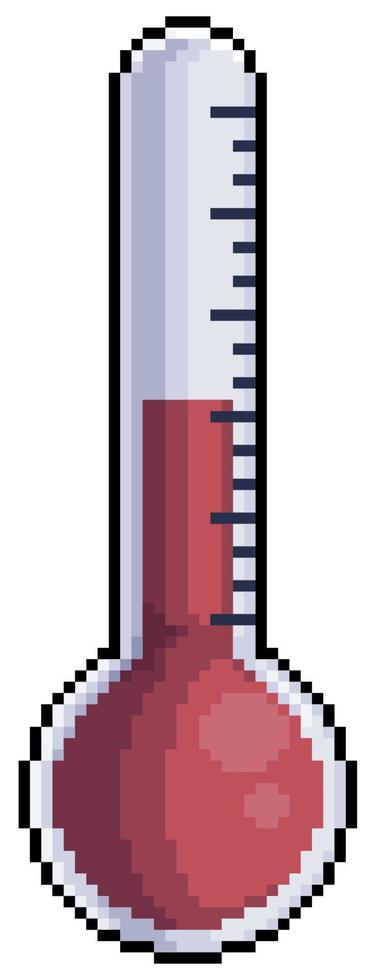 pixel art temperatuur thermometer vector pictogram voor 8-bits spel op witte achtergrond