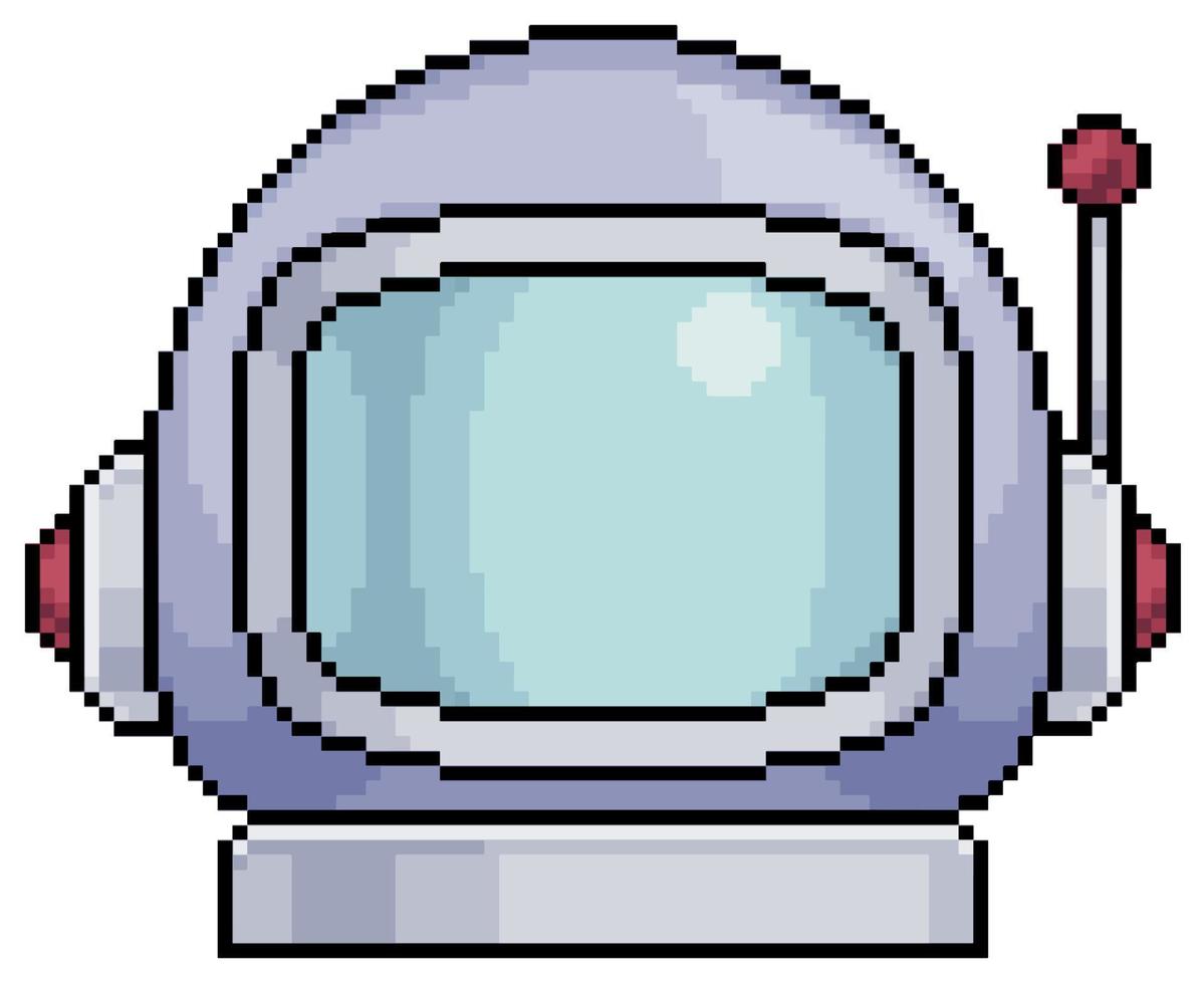 Pixel art kosmonaut astronaut helm vector pictogram voor 8bit game op witte achtergrond