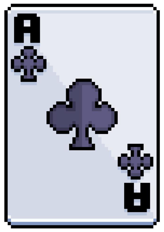 pixel art kaart aas van clubs vector pictogram voor 8-bits spel op witte achtergrond