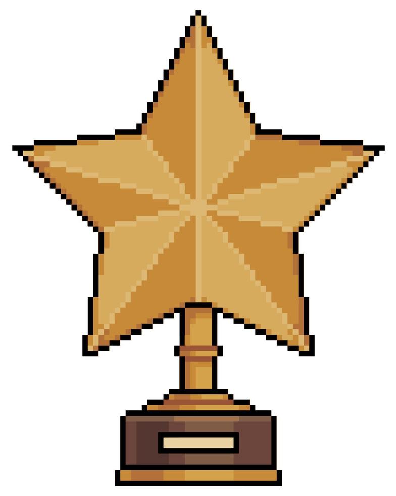 pixel art ster trofee vector pictogram voor 8bit game op witte achtergrond