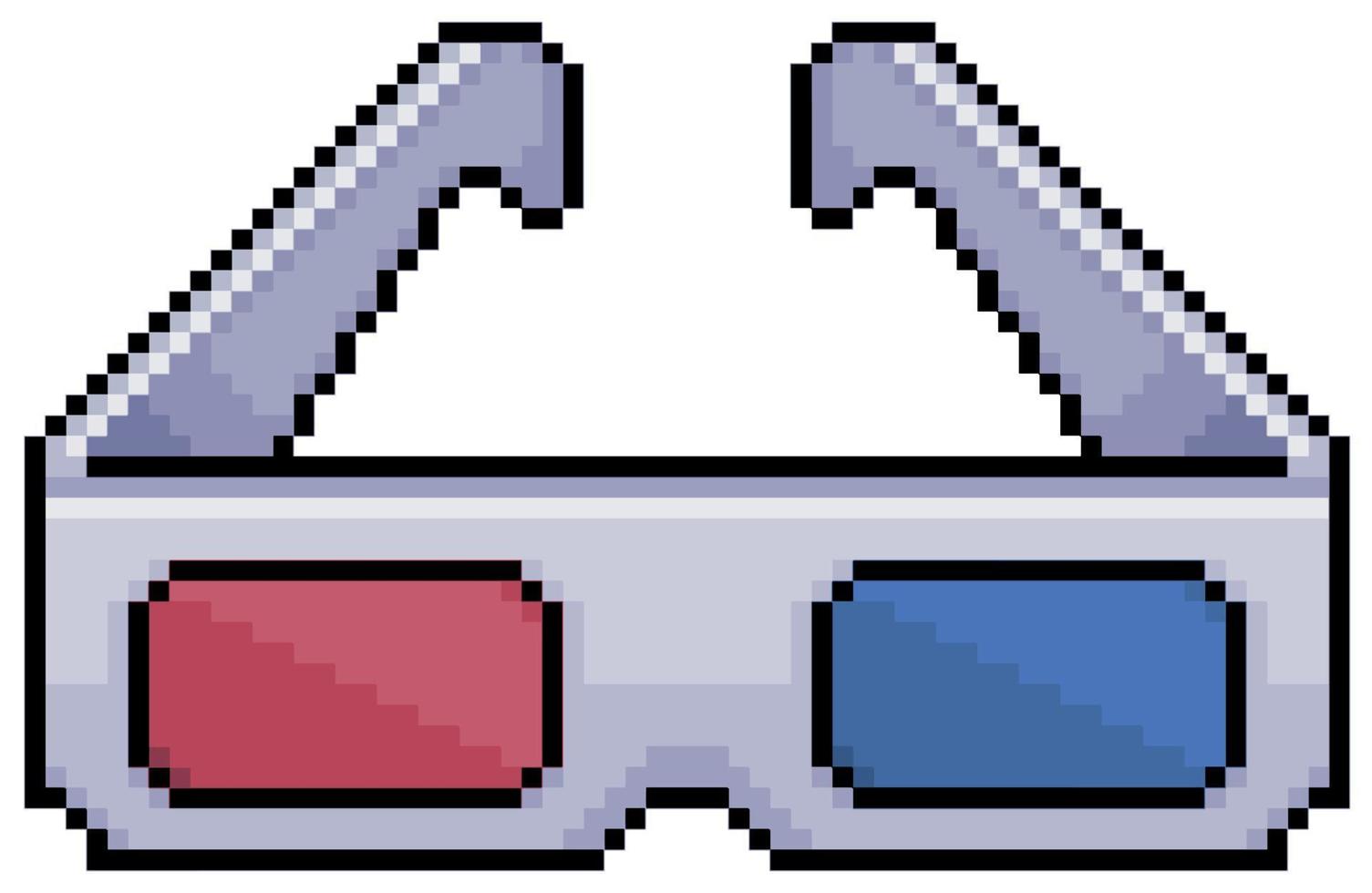 pixelart 3D-bril. film bril vector pictogram voor 8-bits spel op witte achtergrond