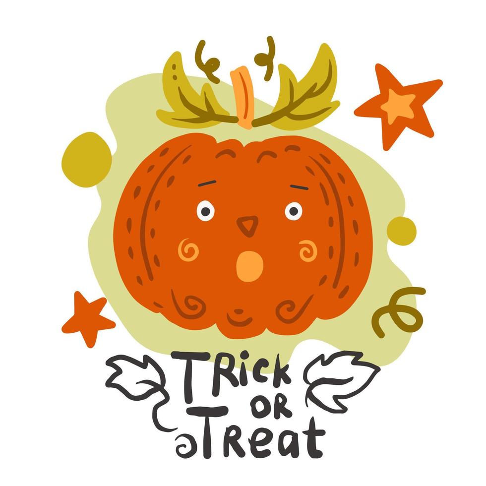 verraste halloween-pompoen met belettering vector