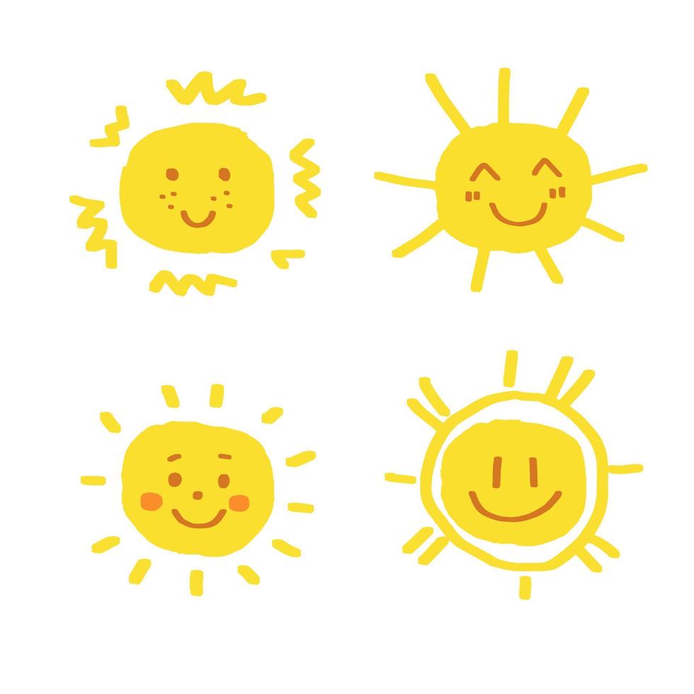 zon gezichten schattige illustraties vector