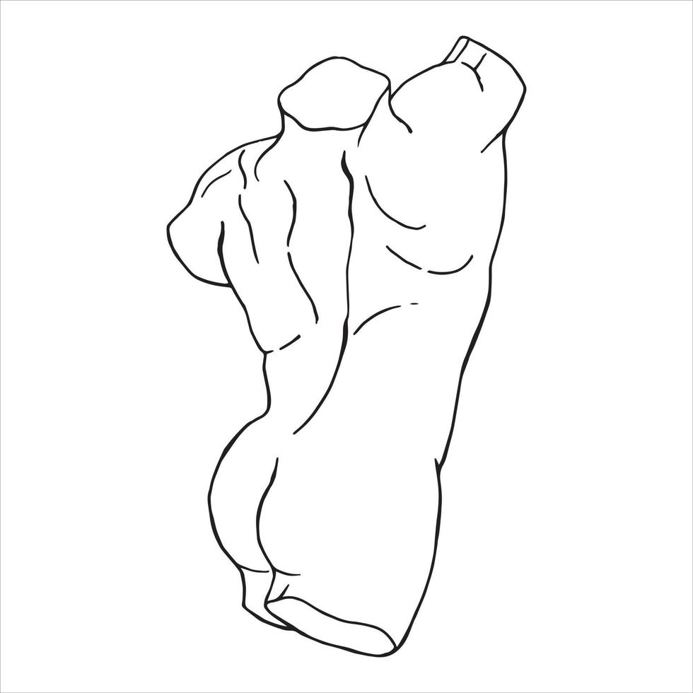 lijntekeningen torso van antieke beelden van godin en mythische god in graveerstijl. creatieve minimale lineaire standbeeldvector. Griekse sculpturen vector