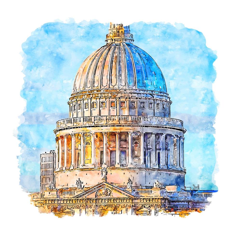 london verenigd koninkrijk aquarel schets hand getekende illustratie vector