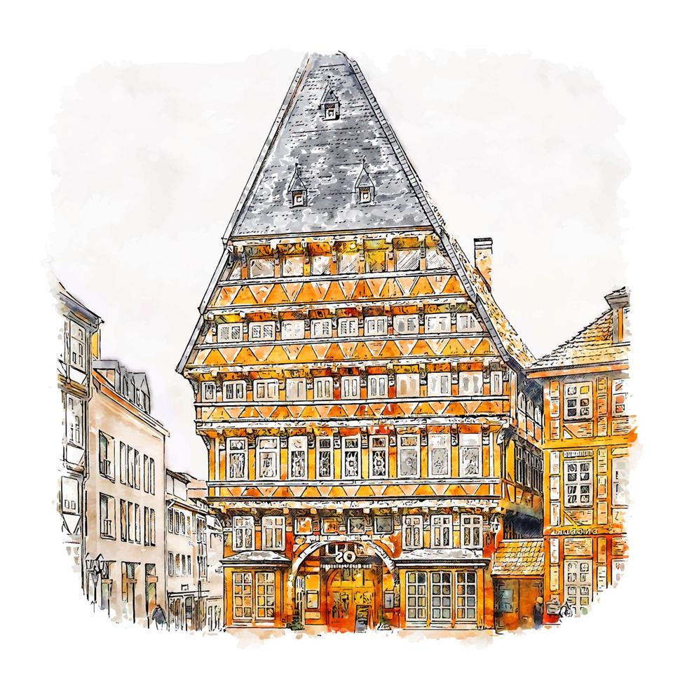 hildesheim duitsland aquarel schets hand getekende illustratie vector