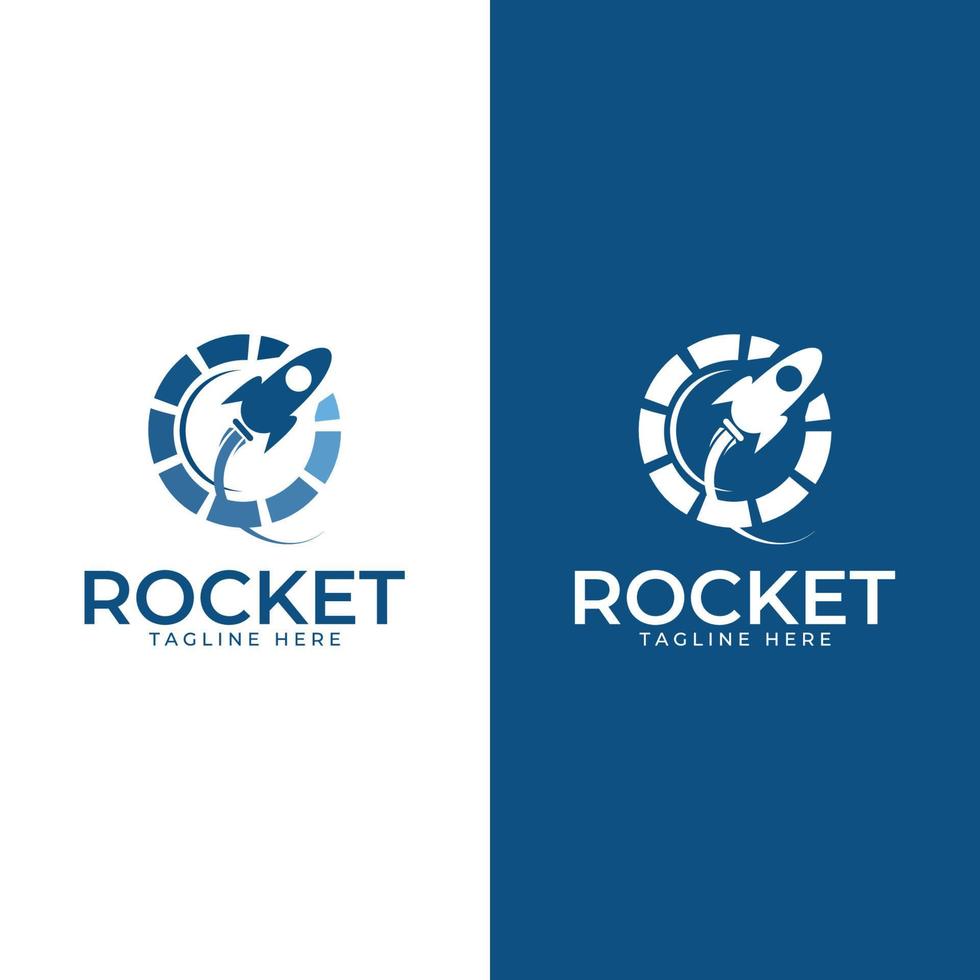 raket logo ontwerpsjabloon. raket stijgt op vanaf het oppervlak van de maan of een andere planeet. vector