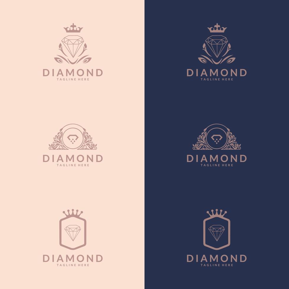 diamant sieraden logo vector ontwerpsjabloon. symbolen voor cosmetica, sieraden, schoonheidsproducten