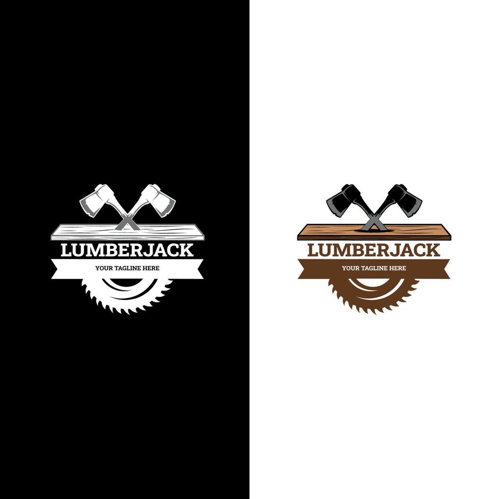 houthakker logo. houtbewerking kruisbijl logo ontwerp, creatieve timmerman houthakker embleem vector