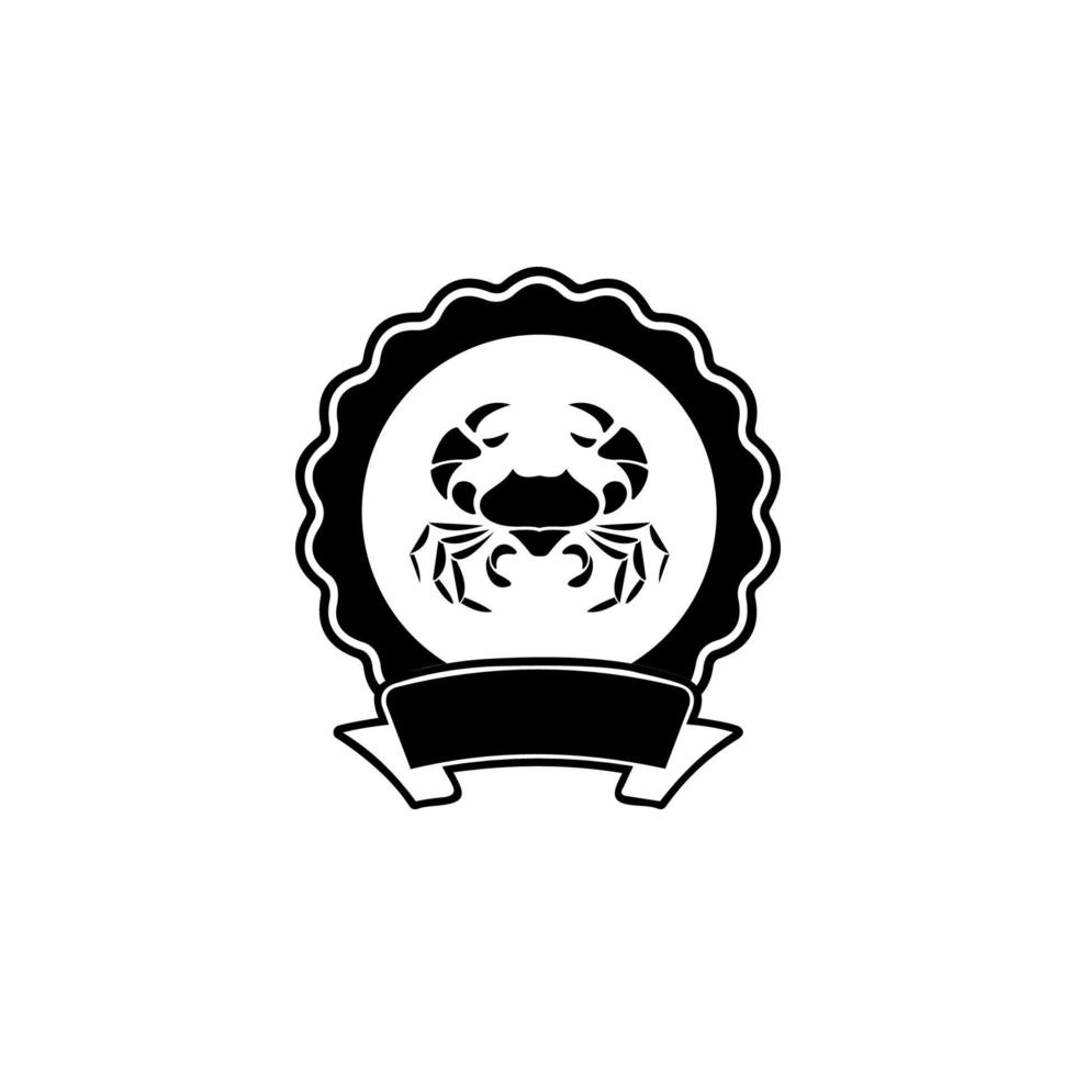 krab, zeevruchten. icoon krab label, logo, print sticker voor vleesrestaurant, zeevruchten. logo ontwerp geïsoleerde witte achtergrond vector