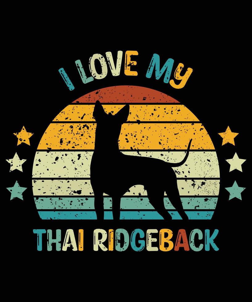 grappige thai ridgeback vintage retro zonsondergang silhouet geschenken hondenliefhebber hondenbezitter essentieel t-shirt vector