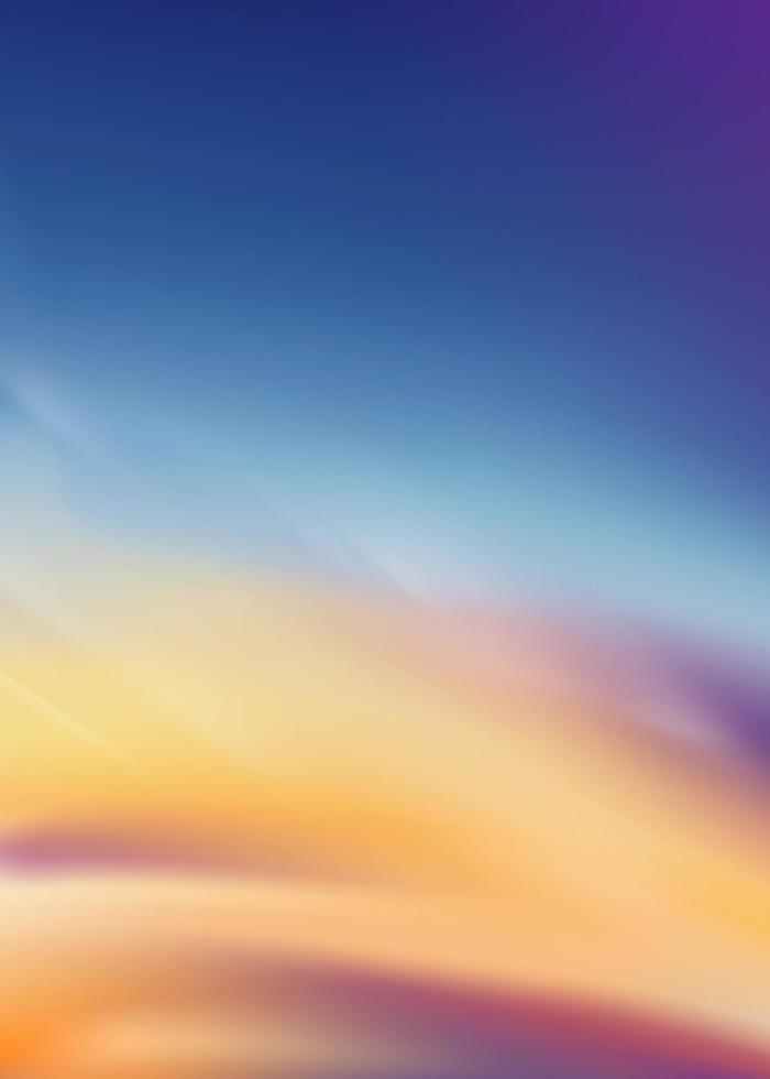 zonsondergang hemel in de avond met oranje, gele, paarse kleur, dramatische schemering landschap eend hemel met blauwe kleur, vector verticale banner romantische zonsopgang voor lente of zomer achtergrond, panorama natuurlijk