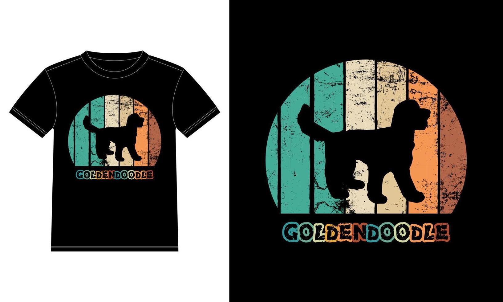 grappige goldendoodle vintage retro zonsondergang silhouet geschenken hondenliefhebber hondenbezitter essentieel t-shirt vector