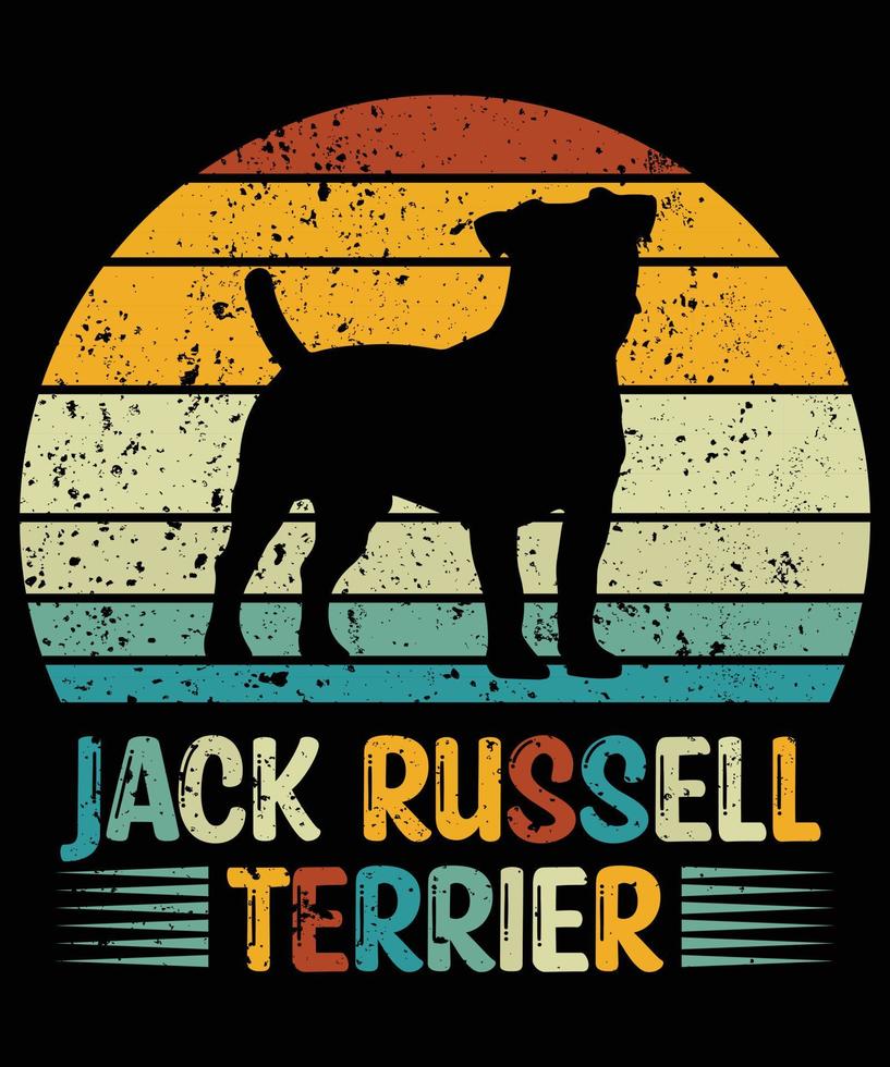 grappig jack russell terrier vintage retro zonsondergang silhouet geschenken hondenliefhebber hondenbezitter essentieel t-shirt vector