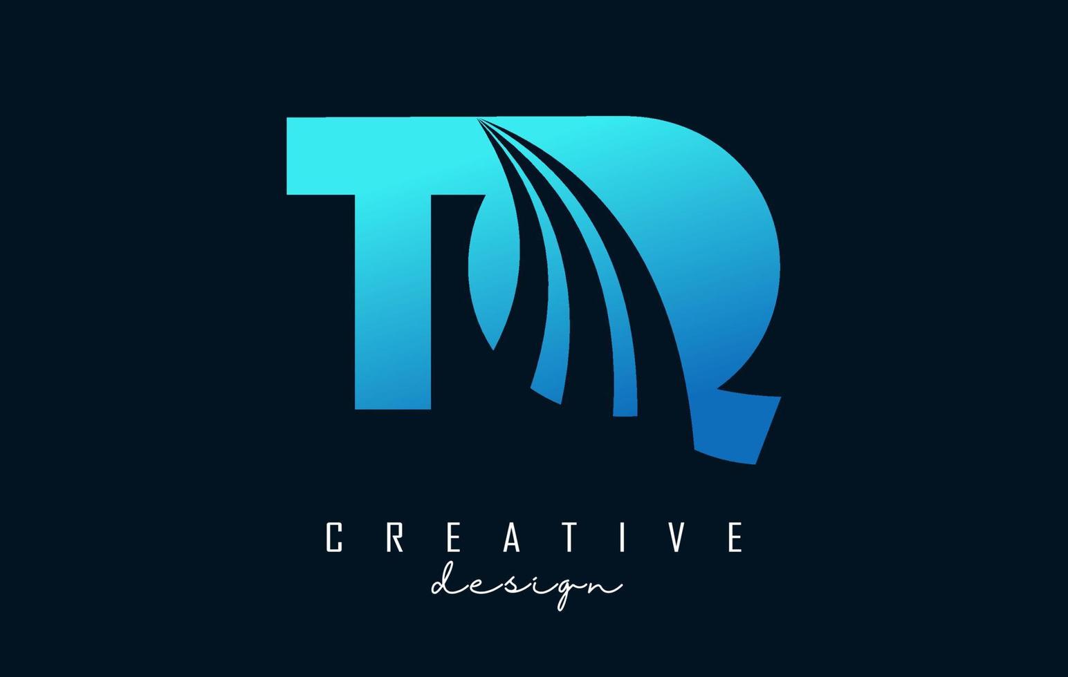 creatieve blauwe letters tq tq-logo met leidende lijnen en wegconceptontwerp. letters met geometrisch ontwerp. vector
