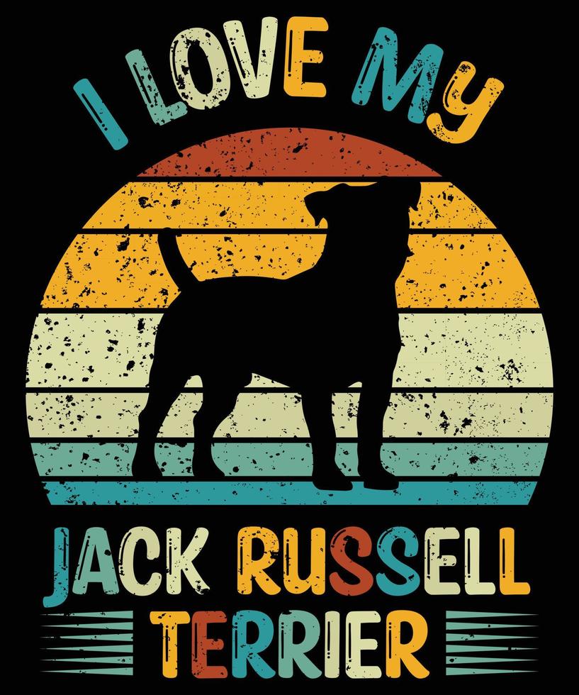 grappig jack russell terrier vintage retro zonsondergang silhouet geschenken hondenliefhebber hondenbezitter essentieel t-shirt vector