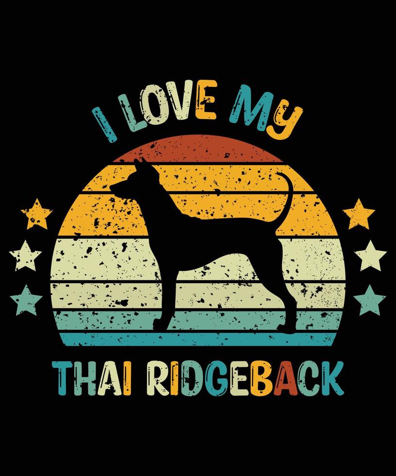 grappige thai ridgeback vintage retro zonsondergang silhouet geschenken hondenliefhebber hondenbezitter essentieel t-shirt vector