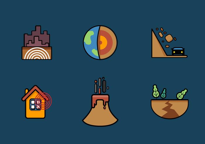 Vector Aardbeving Icon Set