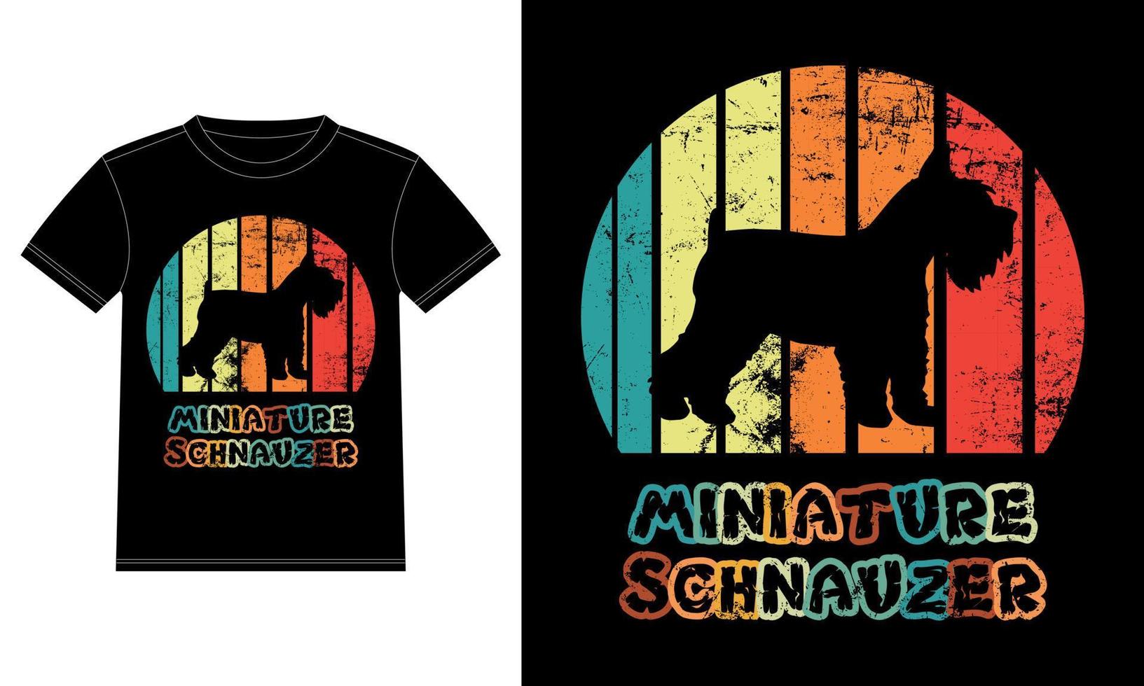 grappige miniatuur schnauzer vintage retro zonsondergang silhouet geschenken hondenliefhebber hondenbezitter essentieel t-shirt vector