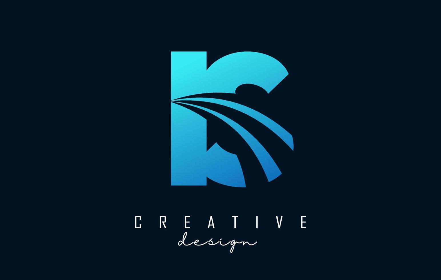 creatieve blauwe letters is een logo met leidende lijnen en wegconceptontwerp. letters met geometrisch ontwerp. vector