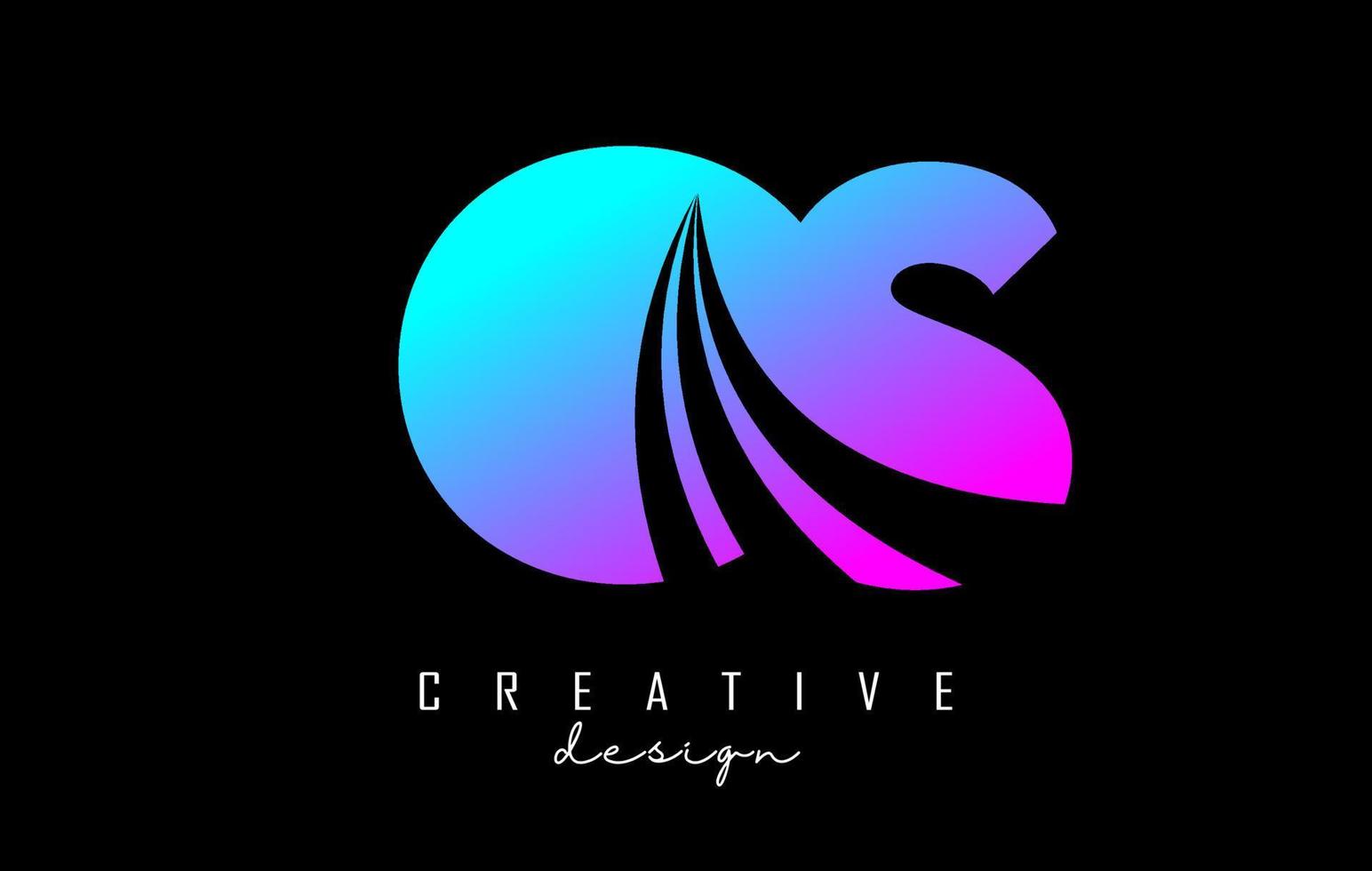 creatieve kleurrijke letters os os-logo met leidende lijnen en wegconceptontwerp. letters met geometrisch ontwerp. vector