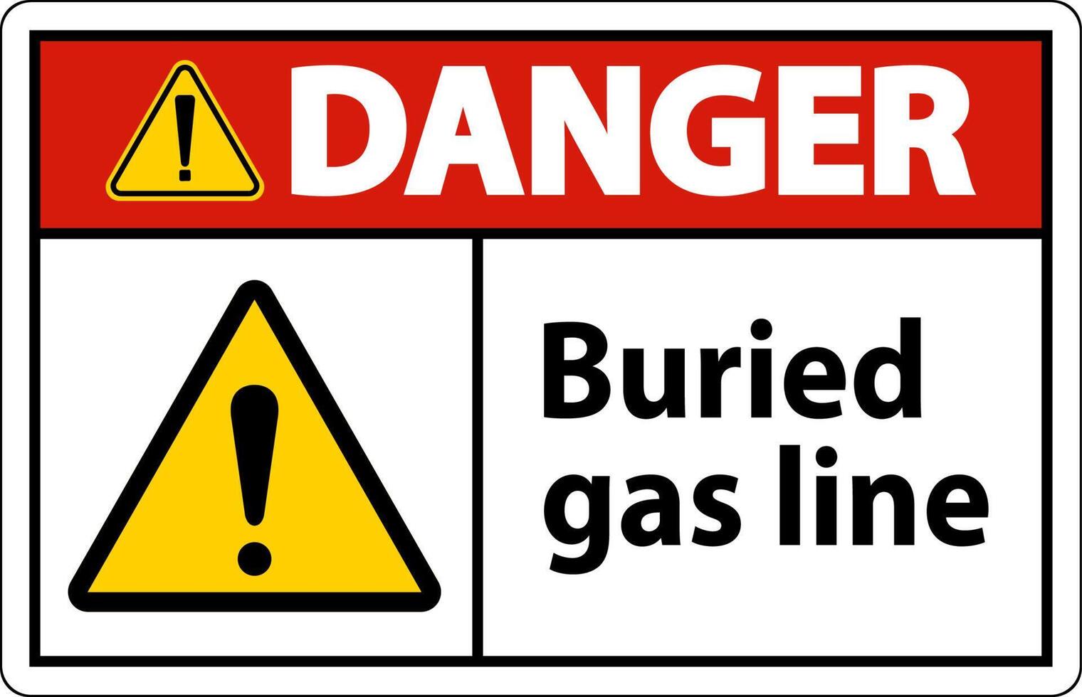gevaar teken begraven gasleiding op witte achtergrond vector