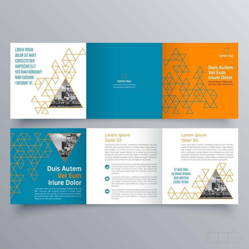 gevouwen brochure sjabloon minimalistisch geometrisch ontwerp voor corporate en business. creatief concept brochure vector sjabloon.