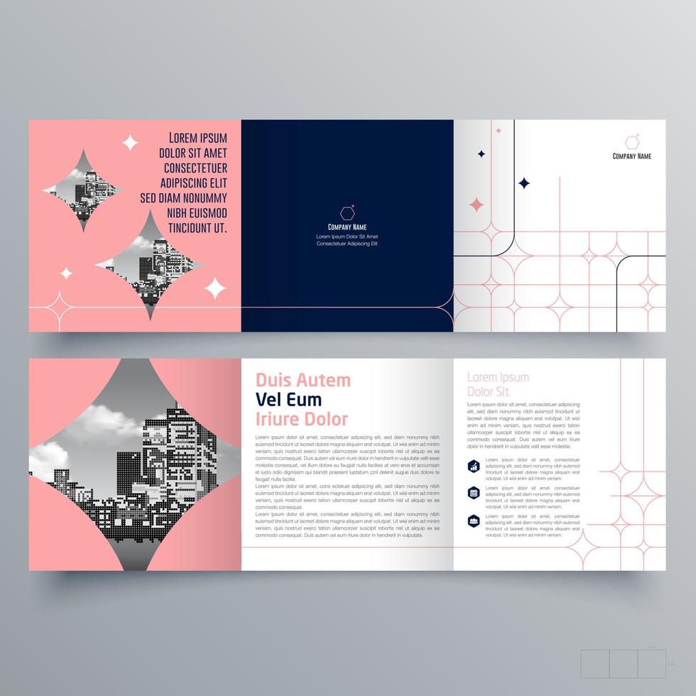 gevouwen brochure sjabloon minimalistisch geometrisch ontwerp voor corporate en business. creatief concept brochure vector sjabloon.