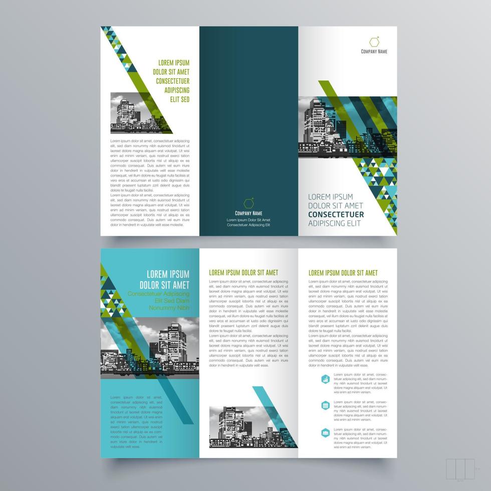 gevouwen brochure sjabloon minimalistisch geometrisch ontwerp voor corporate en business. creatief concept brochure vector sjabloon.